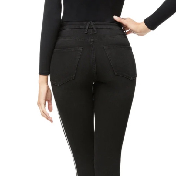 Good American Good Legs Athletic Stripe Jeans in Black Size 6/28 - Picture 2 of 11